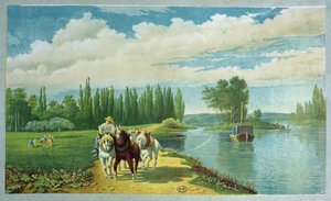 Hevosten vetämä proomu, 1800-luvun loppu tekijältä French School