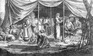 A Family of Kurdish Nomads, Gaspard Drouvillen teoksesta Voyage en Perse, julkaistu 1825 tekijältä French School