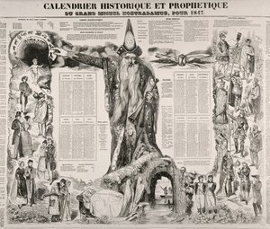 Michel Nostradamen (Nostradamus) (1503-66) historiallinen ja profeetallinen kalenteri 1847 tekijältä French School