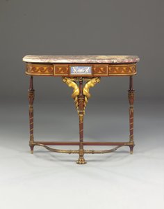 Napoleon III -konsoli Jacobin tapaan, Maison Millet, Paris, n. 1865 (ormolu-asennettu jaspisesine, mahonki ja intarsia) (katso myös 362842-362843) tekijältä French School