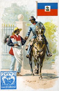Postimies jakaa postia Haitissa 1800-luvun lopulla tekijältä French School