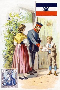 Postimies Saksassa jakamassa kirjettä, 1800-luvun loppu tekijältä French School
