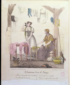 Huone kuudennessa kerroksessa, kaiverrus Montoux ja Cheyere, 1830 tekijältä French School