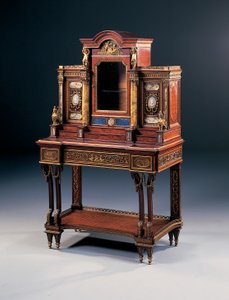 Bureau de dame, kirjoittanut Maison Millet, n. 1880 (ormolu- ja puolijalokivet, jotka on asennettu pähkinä- ja mahonkiin) (362850) tekijältä French School