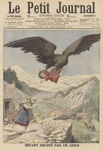 Kotkan kantama lapsi Italian Alpeilla (väri litho) tekijältä French School