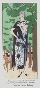 Päivä kilparadoilla - 1920-luvun naistenmuoti, suunnittelija Lucien Lelong (värilitografia) tekijältä French School
