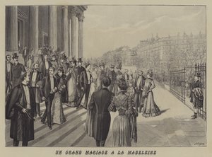 Suuret häät La Madeleinen kirkossa, Pariisissa (litho) tekijältä French School