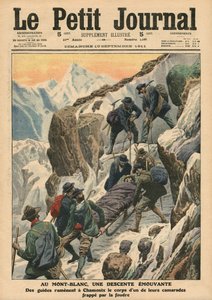 Liikkuva laskeutuminen alas Mont Blanc, kuvitus 