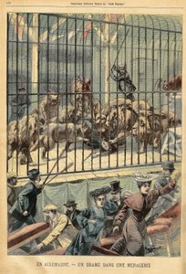 Un domador és devorat pels seus lleons en un zoològic de Dessau, Alemanya. Gravat a “” Le Petite Parisien””, el 27/12/1903.finlandès tekijältä French School