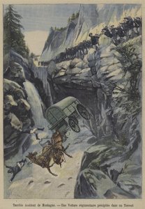 Kauhea onnettomuus vuorilla (väri litho) tekijältä French School