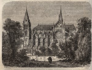 Pariisin luostari Saint-Victor (Saint Victor), perustettu 1100-luvulla - kaiverrus Victor Duruyn (1811-1894) "Histoire de France" -kirjaan - 1882 tekijältä French School