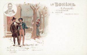 Kolmas näytös, La Boheme (väri litho) tekijältä French School