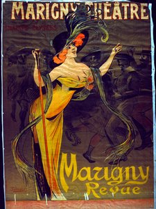 Pariisissa Marigny-teatterissa ilmestyvän Mazigny Revuen mainos (värilitho) tekijältä French School
