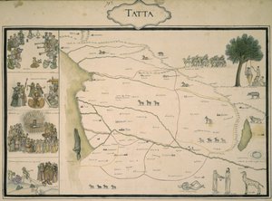 Add.Or.4039, f.37 Tattan kartta, eversti Jean-Baptiste Gentilen kokoamasta albumista, joka kuvaa Mughal-imperiumin provinsseja tekijältä French School