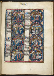 Lisää MS Harley 1527, f.105r, miniatyyrit Bible moraliséesta (vellum) tekijältä French School