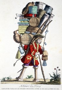 Ihaile voimaa. Huumeiden tekemä sarjakuva Duke of Forcea vastaan vuonna 1721. tekijältä French School