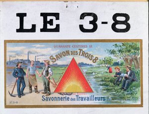Mainos 3x8 merkkisaippualle, 1800-luvun loppu tekijältä French School