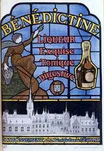 Mainos benediktiinilikööristä, 1900-luvun alku tekijältä French School