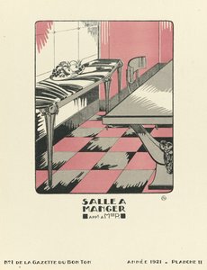 Mainos "Salle a Manger", pub.1921 (pochoir-painatus). tekijältä French School