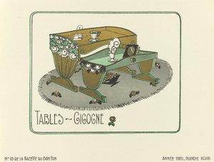 Mainos "Tables - Gigogne", julkaisu 1920 (sabluunapainatus). tekijältä French School
