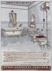 Etablissements Porcnerin valmistama kylpyhuonemainos, 1899 tekijältä French School