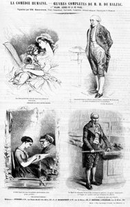 Mainossivu Balzacin teoksille - "" Charivarissa", heinäkuu 1842 tekijältä French School