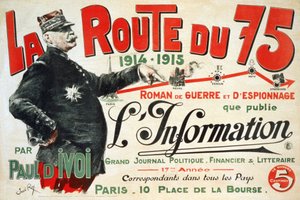 Mainosjuliste romaanille "La Route du 75:1914 - 1915: Roman de guerre et d