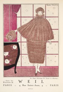 Weil-mainos, Gazette de Bon Ton, pub. 1920 (sabluunapainatus) tekijältä French School