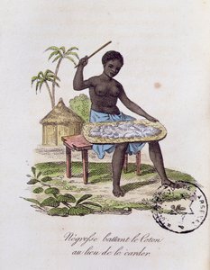 Afrikkalainen nainen hakkaa puuvillaa tekijältä French School