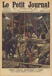 Pariisin tappavan ukkosmyrskyn jälki (väri litho) tekijältä French School