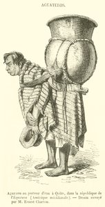 Aguatero tai Water Carrier paikassa Qnito, Ecuadorin tasavalta, Etelä-Amerikka (kaiverrus) tekijältä French School