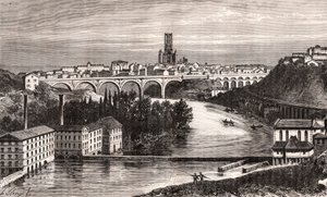 Albi - Languedoc-Roussillon-Midi-Pyrenee - kaiverrus V.A. Malt-Brownin kirjaan "La France illustrée: maantiede, historia, tilastohallinto". 1884 tekijältä French School