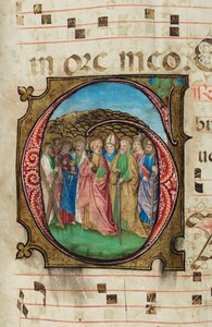 All Saints, asteittainen, f.85 (muste, tempera ja kultalehti pergamentissa) tekijältä French School
