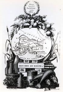 Bouches-du-Rhonen departementin allegorinen kartta, n. 1830 tekijältä French School