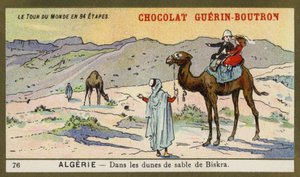 Algerian Biskran hiekkadyynien joukossa (chromolitho) tekijältä French School