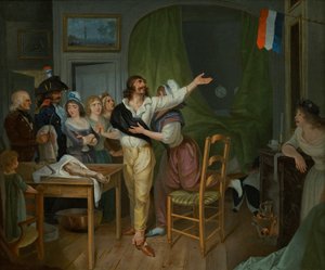 Amputoidun omistautuminen isänmaalle (öljy kankaalle) tekijältä French School