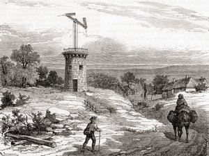 Ilmalennätin 1700-luvulla, Les Merveilles de la Science, julkaistu noin 1870 (kaiverrus) tekijältä French School