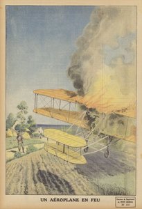 Lentokone tulessa (väri litho) tekijältä French School