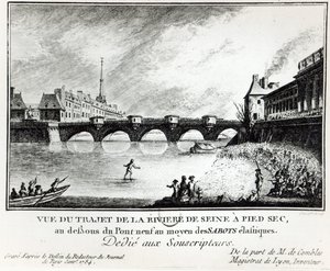 Yritys kävellä Seinen yli, 1784 tekijältä French School