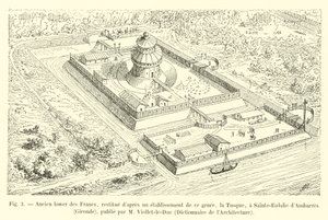 Entinen frankkien alaosa, kunnostettu tällaisen laitoksen, Tusquen, jälkeen Sainte-Eulalie dAmbarresissa, Girondessa, julkaisija M Viollet-le-Duc, Dictionnaire de lArchitecture tekijältä French School