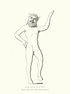 Antiikin Kreikan pronssihahmo tanssivasta satyrista (kaiverrus) tekijältä French School