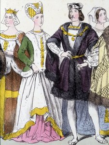 Anne Bretagnen ja Kaarle VIII - elokuvassa "Ranskalainen monarkia printissä" tekijältä French School