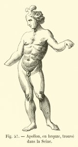 Apollo, pronssia, löydetty Seinen rannalta (kaiverrus). tekijältä French School