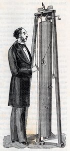 Arthur Jules Morinin (1795-1880) laite ruumiiden putoamisen tutkimukseen - Kaiverrus "" Tieteet kaikkien armoille - Suosittu fysiikka ja kemia" Alexis Clerc - 1800-luvun loppu - Yksityinen kokoelma tekijältä French School