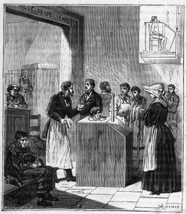 Laitteet, joita käytettiin Pariisin sairaaloissa 1800-luvun lopulla rikin aiheuttamaa syyhysotaa varten - Kaiverrus Alexis Clercin "Tieteet kaikille armoille - fysiikka ja kemia" - 1800-luvun loppu - Yksityinen kokoelma tekijältä French School