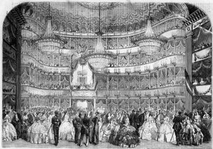 Arkkitehtuuri: sisäkuva Nizzan kuninkaallisesta teatterista (1800-luku) (Alpes Maritimes, 06), vuonna 1858 Societe francaise d