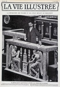 Aristide Briand kamarin katsomossa (kirkon ja valtion erottaminen) - "" La Vie Illustrée""" 7.4.1905. tekijältä French School