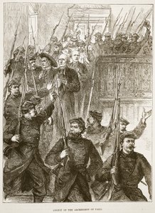 Pariisin arkkipiispan pidätys, maaliskuu 1871, kuva Cassellsista Ranskan ja Saksan välisen sodan historia, 1870-1871 tekijältä French School