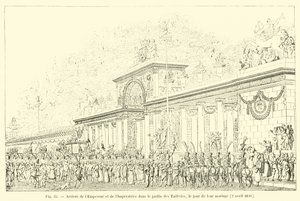 Keisarin ja keisarinnan saapuminen Tuileriesin puutarhaan hääpäivänä 2. huhtikuuta 1810 tekijältä French School