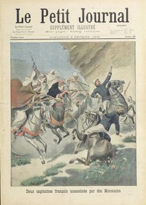Beni-Smir-heimoon kuuluvien marokkolaisten toimesta kahden ranskalaisen vieraslegioonan kapteenin salamurha, Le Petit Journalin kansikuva, 9. helmikuuta 1902